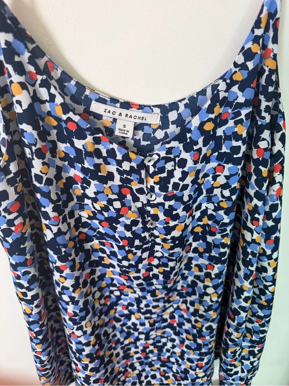 Zac & Rachel Navy Abstract Multicolor Spaghetti Strap Tank - Picture 2 of 4